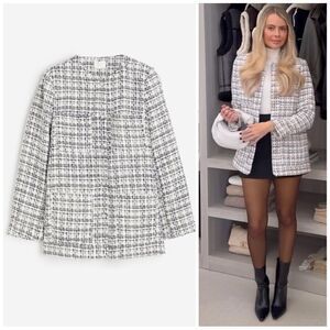 H&M Bouclé Plaid Textured Jacket New